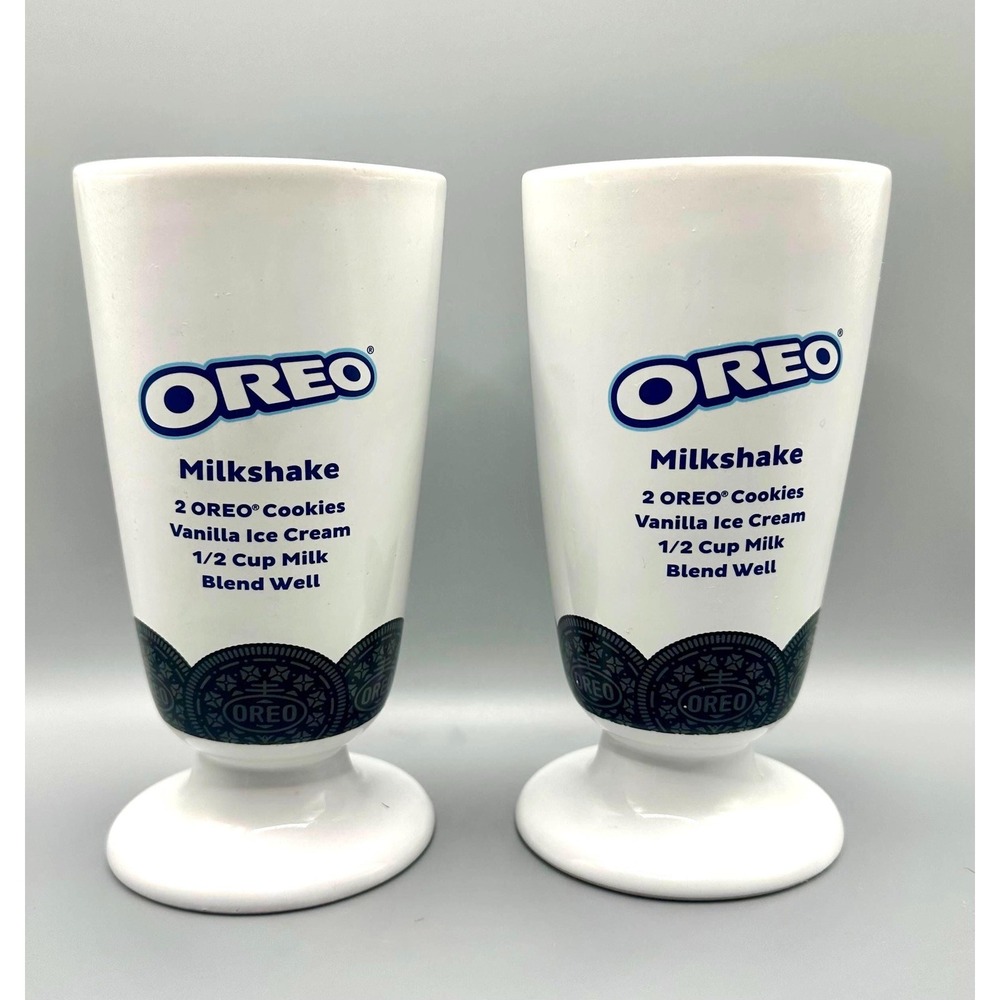 1990 Set of 2 Ceramic Oreo Collectible Ice Cream‎ Milkshake/Malt/Sundae Mugs